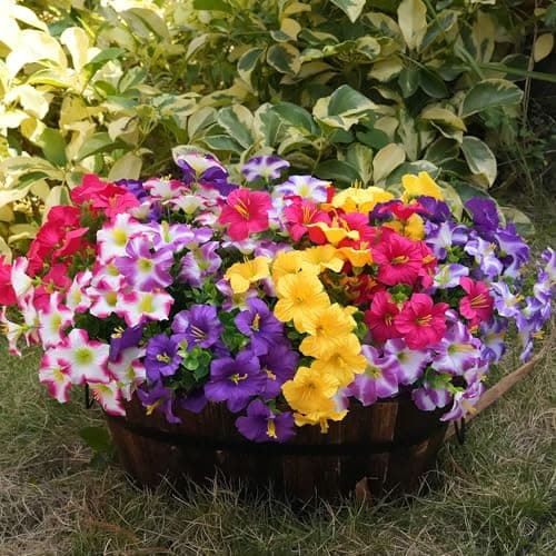 Vemander Artificial Flowers for Outdoors Fake Plants Outside Decoration, 12 Bundles Silk Petunia with Eucalyptus UV Resistant Realistic Faux Flowers for Outdoor Planters Garden Balcony (6 Color) - Thumbnail 4