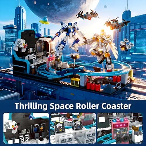 Toptrend Space Roller Coaster Toy, 1293pcs Robot STEM Building Toys Coaster Set for Kids 6-7 8-12 8-14, Creative Engineering Christmas Stockings Stuffers Gifts for 6 7 8 9 10 11 12 13 14 Year Old Boys - Thumbnail 2