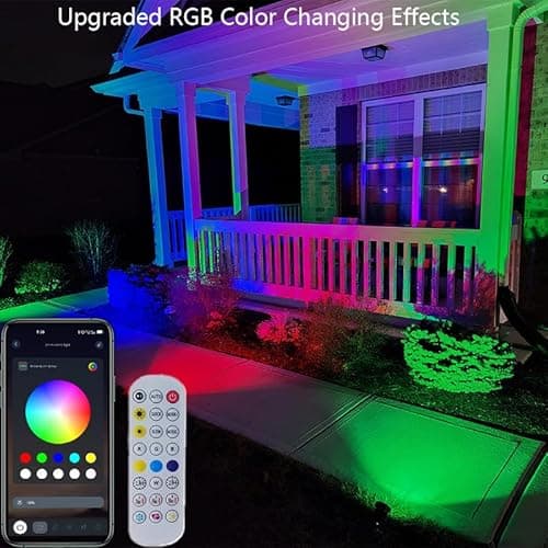 AurNyvaMay Smart Landscape Spotlights,Solar Low Voltage IP67 Waterproof Outdoor Spot Lights Compatible with APP/Remote Control Color Changing Lights for Yard Garden Pathway Lawn Tree Festival 2pack - Thumbnail 2