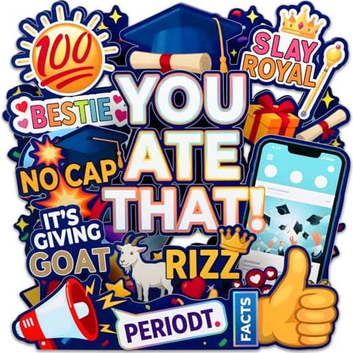 FaCraft Funny Graduation Cards - Gen Z Slang You Ate That Rizz GOAT No Cap Periodt Facts - Handmade Aesthetic 5-Layer Pop Up Graduation Card for Bestie Son Daughter High School College Class of 2026 - Image 1
