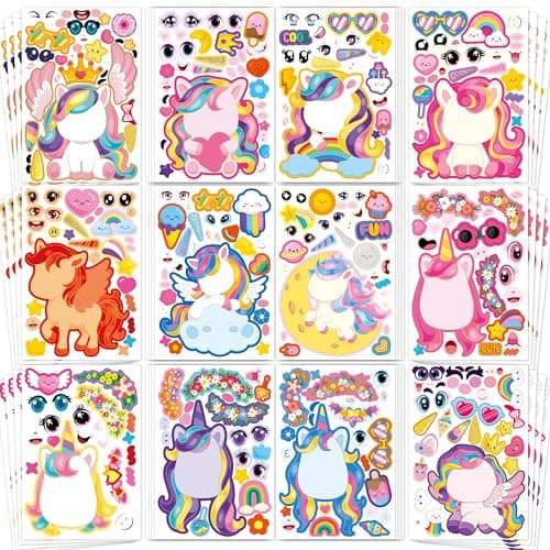 Unicorn Stickers 48 Sheets Unicorn Party Favors Birthday Decorations Crafts Gifts for Kids Toddlers Classroom Party Supplie Essentials Preschool Kindergarten