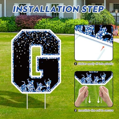2026 Graduation Decorations Yard Signs – 10PCS Blue Congrats Grad Lawn Decorations with Stakes, Graduation Party Supplies, Large Outdoor Graduation Party Decor for High School & College - Thumbnail 3