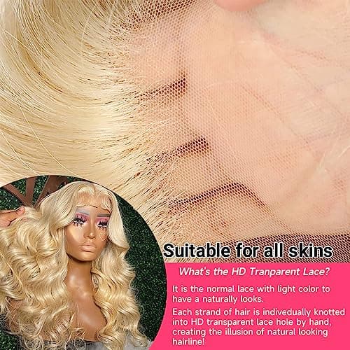 Lotulo 613 Lace Front Wig Human Hair 13x6 Transparent Lace, 613 Body Wave Lace Front Wig Human Hair, 200% Density Lace Front Wigs Pre Plucked with Natural Hairline (26 Inch) - Thumbnail 6