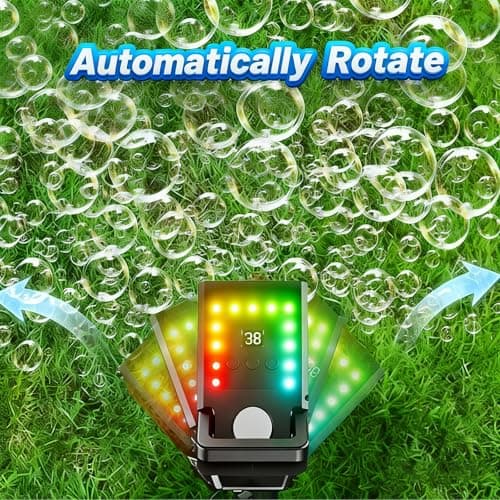 SHCKE Bubble Machine Remote Control,1800mAh Rechargeable Battery 100 Mins/USB-C Charging,Auto Rotation & 11 RGB Lights,Top-Fill Portable Bubble Maker for Outdoor Birthday Party Pool Wedding Camping - Thumbnail 5