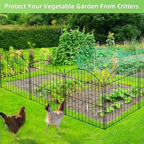 Decorative Garden Fence 24in (H) x10ft (L), 5 Pack No Dig Fence Animal Barrier for Dog with Lock, Arched Flower Bed Edging, Wire Border Panel Fencing for Yard Patio Outdoor Decor - Thumbnail 6
