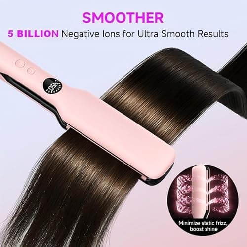 DYHOO Professional Flat Iron, 11 Temp Settings,Wide Hair Straightener, Ceramic Floating Plate with LED Display, Fast Heat-Up, Negative Ion, Auto Shut-Off & Global Voltage, Pink - Thumbnail 5