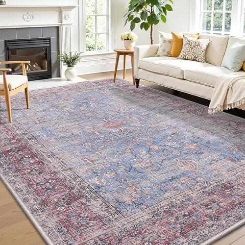 Vanmoos 5x7 Area Rugs for Living Room, Bedroom - Machine Washable, Non-Slip Bedside Rug, Large Soft Floor Carpet for Office, Dining Room, Farmhouse and Home Decor, Rustic Vibes/Rust - Image 1