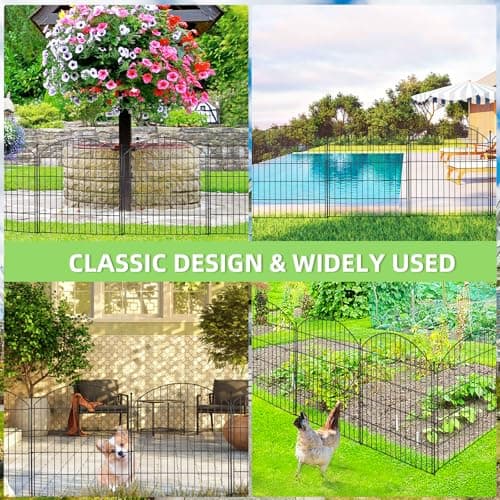 Decorative Garden Fence 32in (H) x12ft (L), 5 Pack No Dig Fence Animal Barrier for Dog with Lock, Arched Flower Bed Edging, Wire Border Panel Fencing for Yard Patio Outdoor Decor - Thumbnail 5