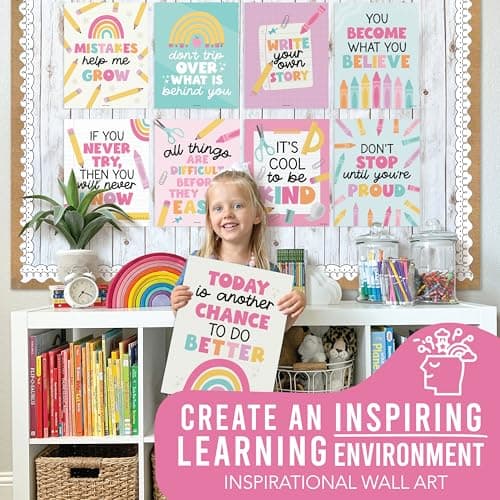 Hadley Designs Motivational Poster for Classroom Decor - 9 Growth Mindset Classroom Posters Elementary, Inspirational Wall Decor Middle School, Teacher Must Haves, Pastel Bulletin Board Decorations - Thumbnail 4