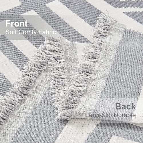 Andency Couch Cover Sofa Cover for 3 Cushion Oversized Slipover, Boho Washable Sectional Large Couch Covers for L-Shape Dogs Sofa Protector, Anti Slip Reversible Couch Covers, 71''x150'', Grey - Thumbnail 5