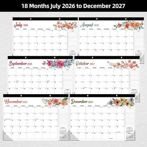 Tcamp Desk Calendar 2026-2027, 18 Months Desktop Calendar from July 2026 to December 2027, Large 17" x 12" Wall Calendar with Julian Dates, Desk Planner for Home School Office Desktop - Thumbnail 5