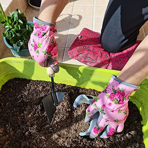 YRTSH Leather Gardening Gloves for Women, Flexible Breathable Garden Gloves,Thorn Proof Working Gloves for Weeding, Digging and Pruning, Medium, Pink - Thumbnail 4