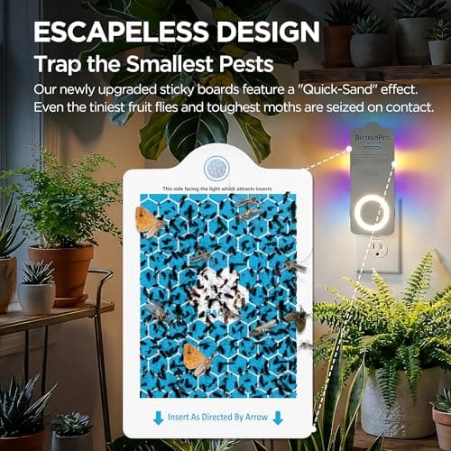 Flying Insect Traps+5 Refill Cartridges, 2026 2nd Gen, UV/Blue/Yellow Light Plug in Fly Trap & Indoor Bug Catcher for Gnats, No-Mess Bug Zapper, House & Fruit Flies, 7 * 24hrs Pest Control - Thumbnail 4