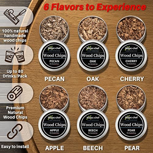 Yiiwinwy Cocktail Smoker Kit with Torch,Whiskey Smoker Kit,Bourbon/Drink/Old Fashioned Smoker Kit with 6 Flavor of Wood Chips,Christmas Gifts for Men,Husband,Dad (No Butane) - Thumbnail 5