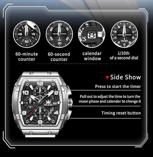 OLEVS Men Watch Classic Quartz 3ATM Waterproof Fashion Men Watch with Numerals 24mm Width White Silicone Strap Black Face with Date Bussiness Dress Watch for Men for Daily Use Relojes De Hombres - Thumbnail 4