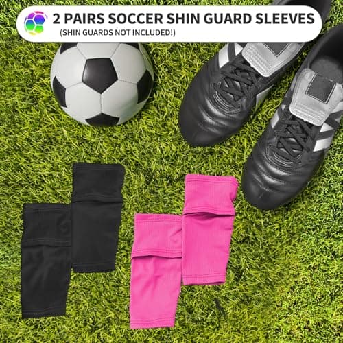 ATHCISE 2 Pairs Kids Youth Soccer Shin Guard Sleeves with Optimized Insert Pocket, Shin Pad Compression Sleeves for 3-15 Years Old Boys Girls Child Teens for Soccer Sport - Thumbnail 5