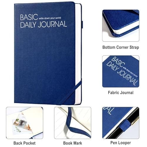 CAGIE A5 Lined Journal Notebook 256 Pages Journals for Writing with Pen Loop Hardcover Journaling Notebooks with Inner Pocket, 5.7" x 8.3", Blue - Thumbnail 3