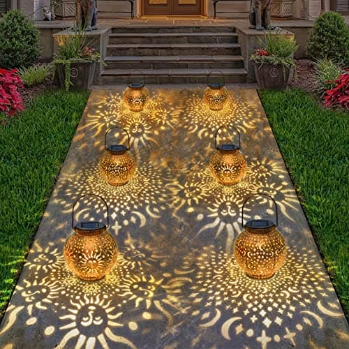Go2garden Gifts 2Pack Solar Lanterns Outdoor Waterproof Mothers Day Gifts for Mom Moon Star Sun Solar Lights for Balcony, Yard,Birthday Gifts for Women Grandma Wife (Bronze) - Thumbnail 5
