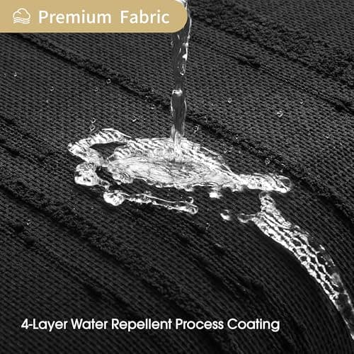 Lameirose Black Shower Curtain Boho, Cotton Blend Waffle Shower Curtains Textured, Fabric Shower Curtain for Bathroom, Hotel, Washable,72 x 72 - Thumbnail 4