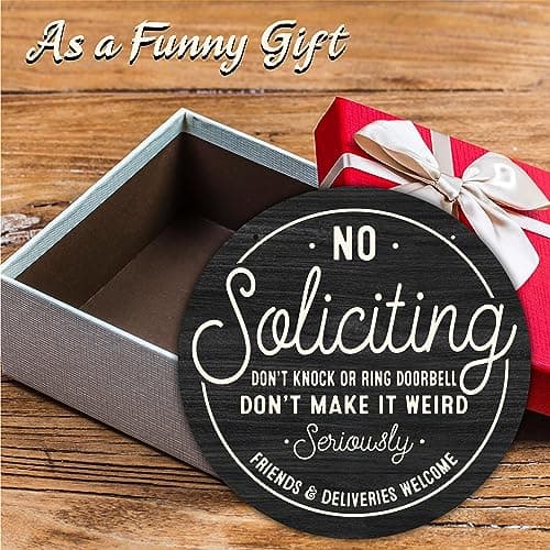 10" Wooden Sign for Front Door - No Soliciting, Don't knock or ring doorbell - House Welcome Sign, Funny Round Wood Hanging Sign for House decor home decor, gifts & accessories - C01 - Thumbnail 4