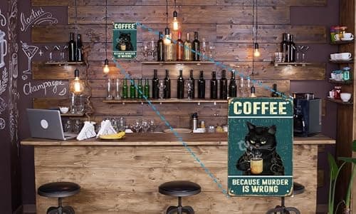 Carastora Vintage Metal Tin Sign Funny Sarcastic Party Wall Art Decor Signs Cat Metal Sign - Retro Coffee Theme, Funny Cat Lover Gifts, Suitable for Home & Office Decor, 8x12 Inch - Thumbnail 2