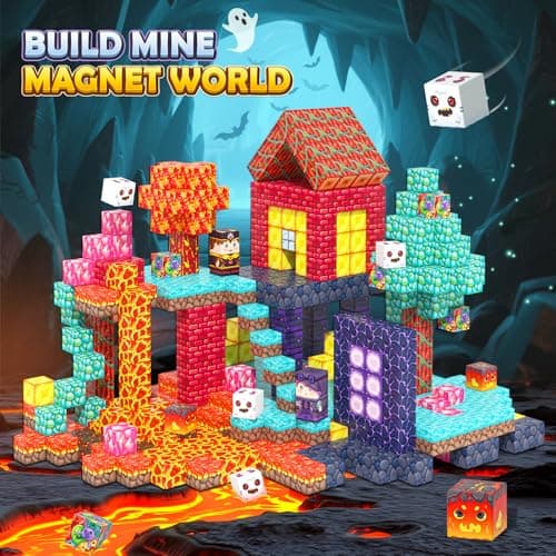 Playtigo 154PCS Magnetic Blocks Mine Magnet World Block Cubes Toy with Magnet Board for Kids Ages 4-8, Magnetic Tiles Kids Sensory Birthday Gifts Game Toys for Boys & Girls Ages 3+ - Thumbnail 3