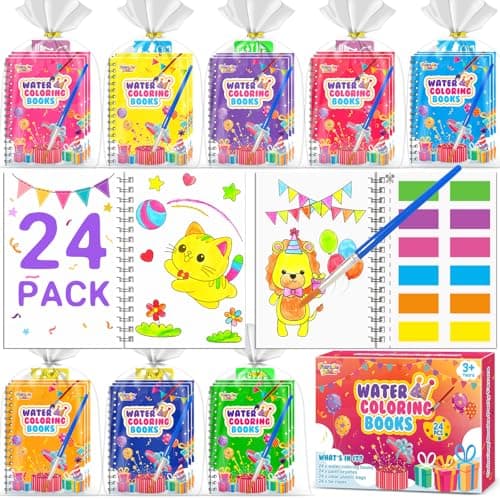 FEREDO KIDS Easter Coloring Books Party Favors for Kids - 24 Pack Mini Water Coloring Books Paint Sets for Kids, Goodie Bags Stuffers Students Classroom Gifts Bulk, Easter Basket Stuffers Bulk