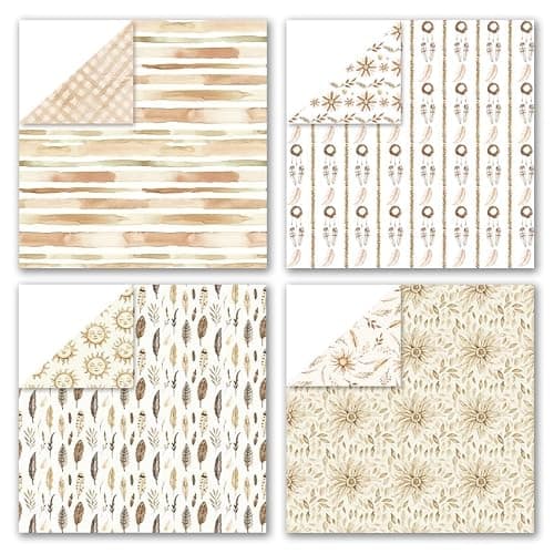 12x12 Scrapbook Paper & Scrapbooking Supplies, Boho Cream Double-Sided Patterned Cardstock Pad, Decorative Craft Sheets for Junk Journal & Photo Album, 24 Sheets - Thumbnail 4