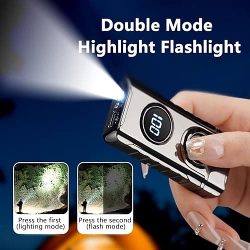 BABOBIU Electric Lighters Rechargeable Windproof Double Arc Lighter with LED Light Power Display Cool Lighters for Men USB Lighter for Candles Fireworks Outdoor Camping Gifts (Black) - Thumbnail 3