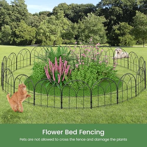 Youpehom Small 12.55"*16.53" Decorative Garden Fencing Border, No Dig Fences Barrier, Black Metal Fence, Garden Edging Fence Panel, Dog Fence Outdoor for Yard, Flower Bed (6 pcs) - Thumbnail 5