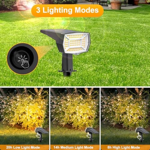 Fabrito Solar Spot Lights Outdoor Waterproof, 72 LEDs Landscape Spotlights with 3 Lighting Modes, 2-In-1 Dusk to Dawn Solar Flood Wall Lights for Garden/Yard/Tree/Pathway/Outside (Warm White) -10 Pack - Thumbnail 3