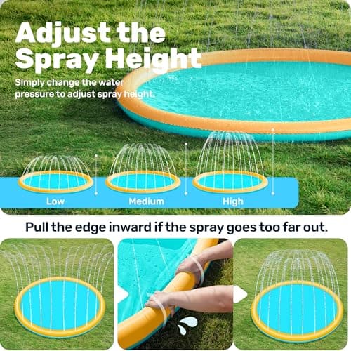 SLOOSH 72" Non-Slip Splash Pad Sprinkler - Outdoor Water Play Toys Backyard Fountain Mat for Toddlers Kids Dogs, Thickened Sprinkler Outside Pool Party Durable for Girls Boys Pets (72in, Orange&Blue) - Thumbnail 3