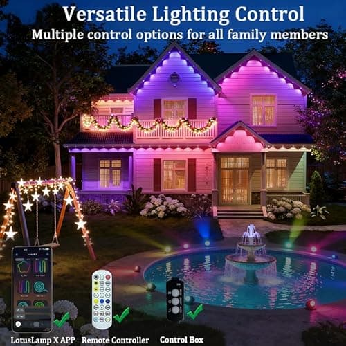 Permanent Outdoor Lights 54ft Smart Outdoor Christmas Lights 24V with RGBCW 36 LED IP67 Waterproof Eaves Lighting with 213 Modes for Holiday,Party, Daily, APP/Remote Control - Thumbnail 3