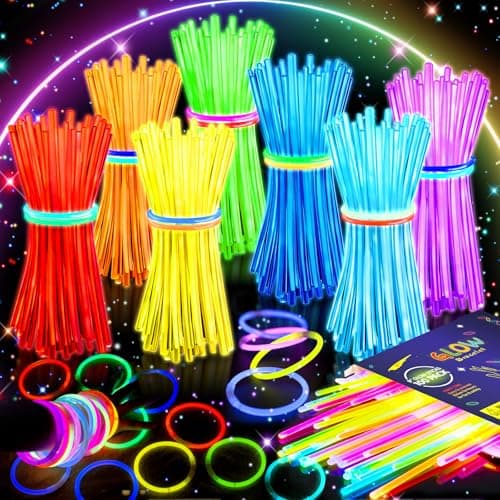 HONLYNE 100 Pack Glow Sticks Party Favors Bulk, 8" Glow in the Dark Party Supplies, Party Favors for Kids 8-12, Neon Glow Stick Bracelets & Necklaces for Raves, Halloween, Christmas, Birthdays - Image 1
