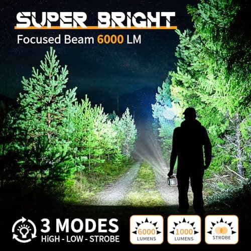 VIDOME Rechargeable Flashlight, LED Spotlight Flashlight Extra Large Lumens Ultra-Long Standby UV Flashlight Blacklight Waterproof - Thumbnail 2