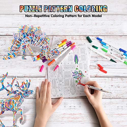 BEARUN 3D Coloring Puzzle Set, Arts and Crafts for Girls and Boys Age 6 7 8 9 10 11 12 Year Old, Fun Educational Painting Crafts Kit with Supplies for Kids, Birthday Toy Gift for Kids - Thumbnail 2