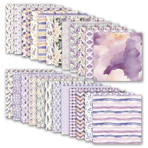 Scrapbook Paper & Scrapbooking Supplies, Lavender 6x6 Double-Sided Patterned Cardstock Pad, Elegant Craft Sheets for Junk Journaling, Card Making & Scrap Book, 24 Sheets - Thumbnail 4