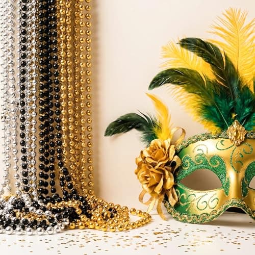 SWANUCKY 90 Pack 33" Gold Silver Black Mardi Gras Plastic Beads Necklaces - Party Favors, Parade Throws, Costume Accessories, Graduation, Summer Festivals & Daily Decor - Thumbnail 6