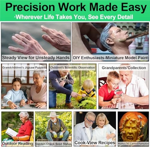 Bstsilver Large Hands-Free Magnifying Glass with 40LED Eye Care 3 Light & Detachable GooseNeck Bracket, Anti-Glare Lens Magnifier Rechargeable for Read, Close Work Needlework, Knit, Low Vision Senior - Thumbnail 4