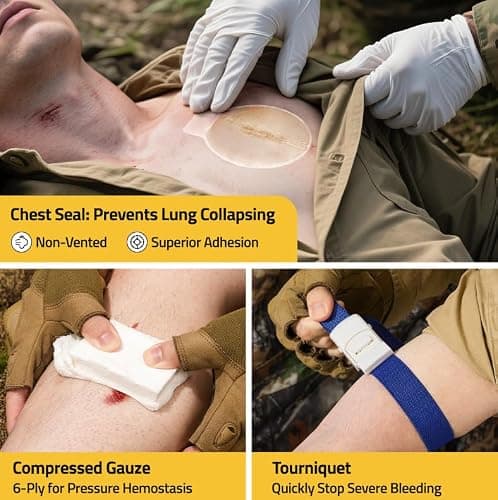 CVLIFE First Aid Kit Survival Emergency Kit IFAK Trauma Kit with MOLLE Pouch, Comprehensive Trauma Care - Ideal for Car, Camping, Hiking, Travel - Thumbnail 3