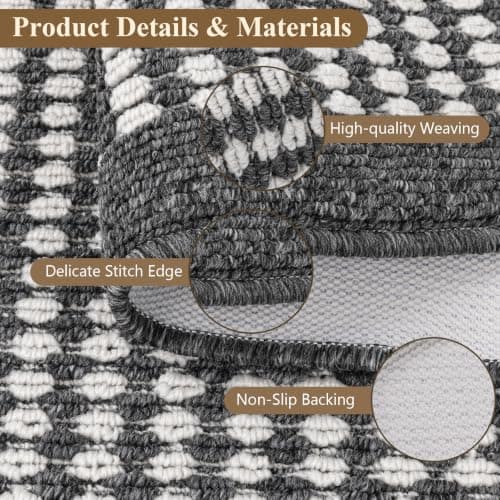 Ileading Kitchen Mat Sets 3 Piece Minimalist 3D Lattice Kitchen Floor Rugs with Non Slip Rubber Backing Machine Washable Farmhouse Runner Rugs for Laundry Hallway Doormat(Black) - Thumbnail 3