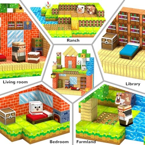 Magnetic Blocks, Magnetic Building Blocks, Magnet Cubes Kids Toys Farm games, Sensory STEM Building Toys for 3-5 4-6 5-7 6-8 Year Old Boys Girls, Christmas Birthday Gifts for Boys & Girls Ages 3+ - Thumbnail 6