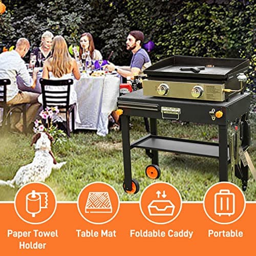 EUTRKei Grill Table for Blackstone Griddle, Portable Griddle Table with Caddy - Fit 17” or 22” Other Tabletop Grill, Foldable Ninja Grill Stand& Blackstone Griddle Stand for Outdoor Tailgating-Camping - Thumbnail 2