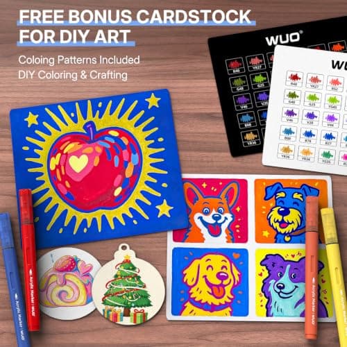 WUO 60 Colors Acrylic Paint Markers, Automatic Ink Control Brush Tip Pens, Water-Based No-Bleed Markers for Rock, Canvas, Wood, Glass, Ceramic, and DIY Art Supplies - Thumbnail 5