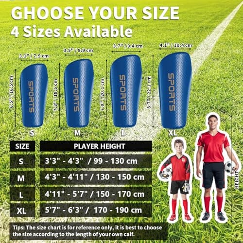 LPONJAR Soccer Shin Guards for Kids Youth Adults - Shin Pads and Sleeves with Optimized Insert Pocket for Boys Girls Men Women for Football Games - Protective Soccer Equipment - Thumbnail 5