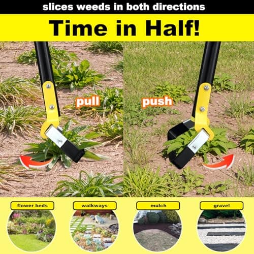 Bird Twig Garden Hoe for Weeding - Sharp Push Pull Blade,Stainless Steel Stirrup Weeder Hoe, 30-54 Inch Adjustable, Stand Up Loop Weed Hoe Tool for Women Seniors - Thumbnail 5