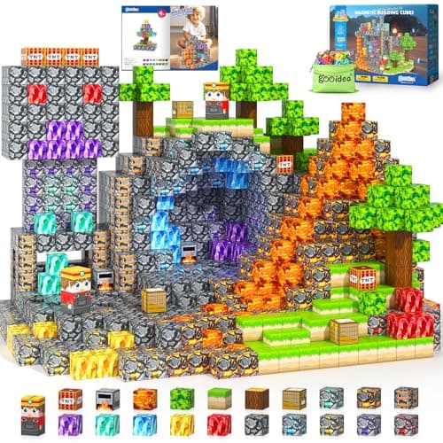 Gooidea Magnetic Blocks -150 Magnetic Building Blocks STEM Toy, Stacking Mine Magnet World Craft Cubes for Kids, Game Gift for Boys Girls Age 3-5 5-7 4-8 8-12 - Image 1