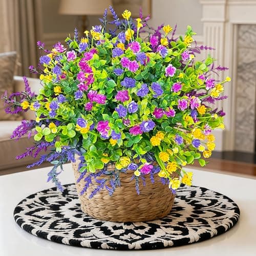 QSPEROV Artificial Flowers for Outdoors UV Resistant, 12 Bundles Realistic Faux Daisy Flowers with Bendable Stems for Planters Porch Garden Wedding Decor, Multi-Color 35cm - Thumbnail 3