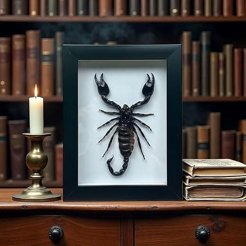 Real Forest Scorpion Specimen, Black Frame Shadow Box, Taxidermy for Insect Lovers,Insect Taxidermy Display Wall Art Hanging Decor Home Living Decor (Scorpion +Plastic Box) - Thumbnail 6