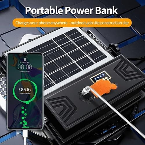 Solar Powered Work Light with 120H Runtime & Remote Control, Led Work Light with Stand LED Flood Light, 360° Adjustable with 5ft Stand for Hurricane, Power Outage, Construction, Camping - Thumbnail 4